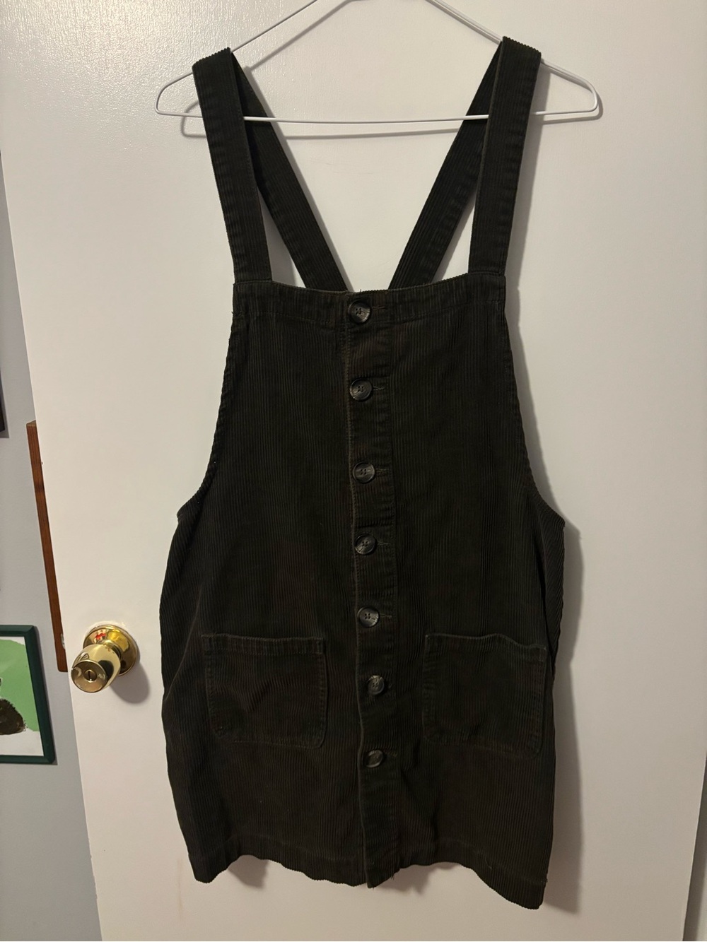 Cottagecore Blue Spice Corduroy Vintage Inspired Pinafore Dress Dark Olive
